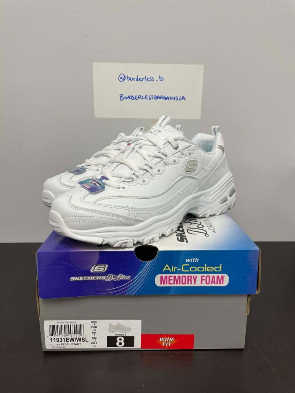 Women's Skechers D'Lites Fresh Start White (Wide Fit) (11931EW/WSL) - Size 8W